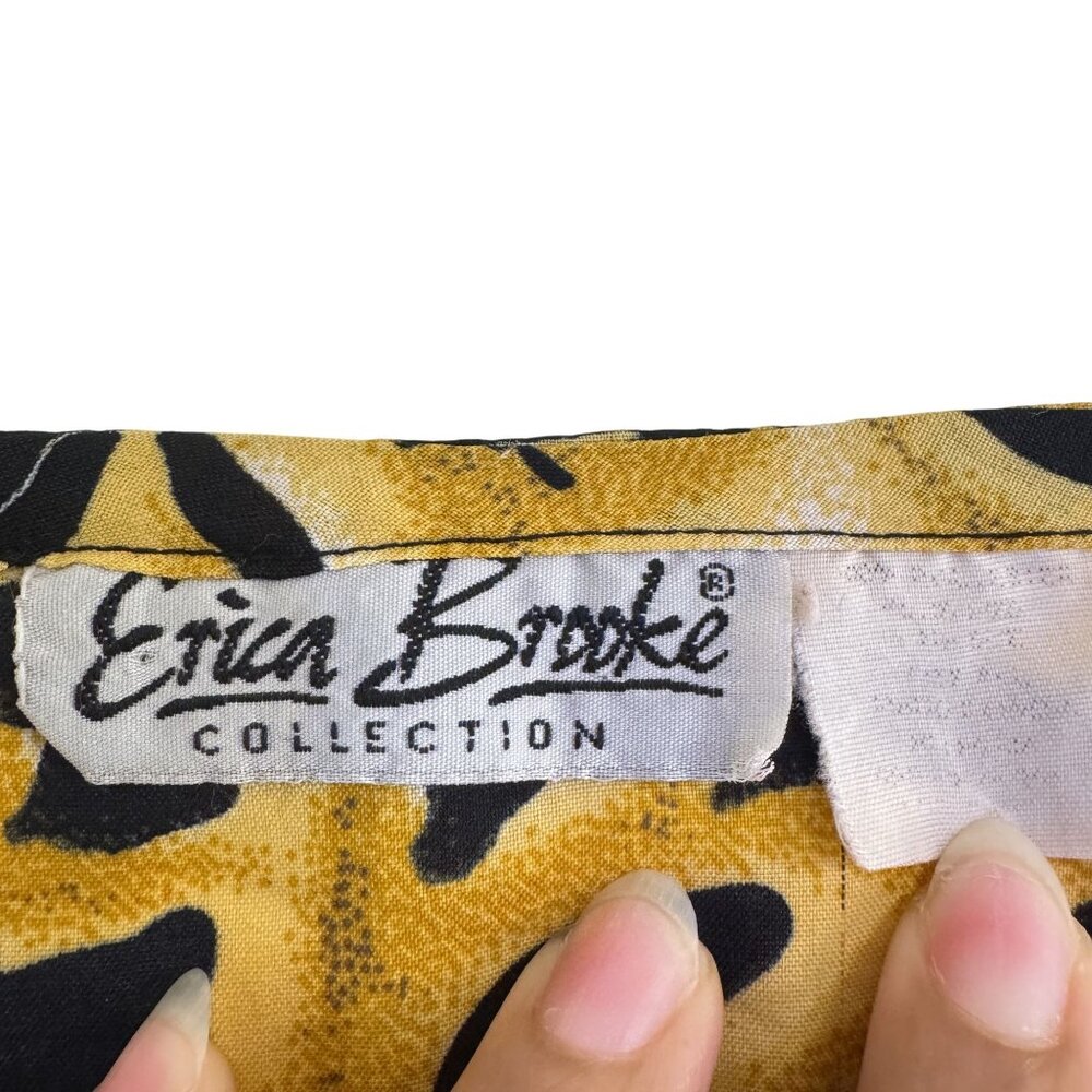 Vintage Erica Brooke Kaftan Dress Women's Animal Print Brown Chita Midi Size L - Picture 7 of 7